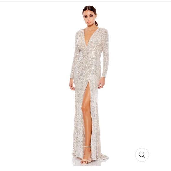 Ieena Mac Duggal SEQUINED LONG SLEEVE GOWN - Picture 1 of 6